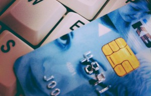Credit card on keyboard