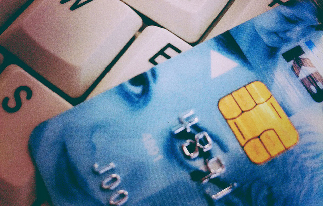 Credit card on keyboard