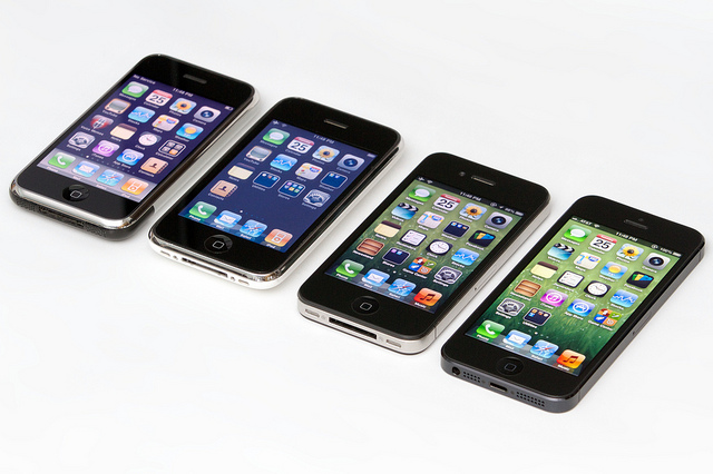 Smartphone – Four Generations of iPhone: Original + 3G + 4 + 5